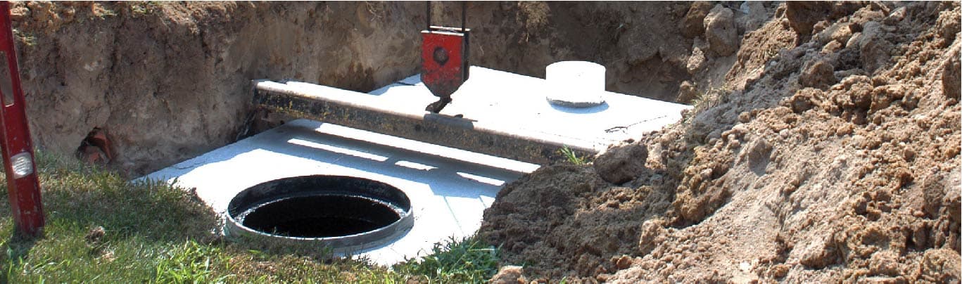Septic inspection and pumping service on a jobsite